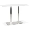 ALTEREGO Mange-debout design 'DENVER BAR' blanc avec pied en métal brossé New