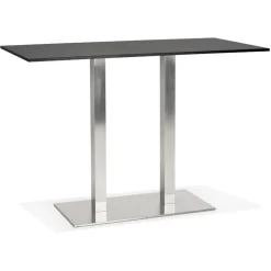 ALTEREGO Mange-debout design 'DENVER BAR' noir avec pied en métal brossé Outlet