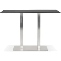 ALTEREGO Mange-debout design 'DENVER BAR' noir avec pied en métal brossé Outlet