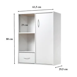 Calicosy Meuble à 4 cases avec 1 porte et 1 tiroir en bois blanc Sale