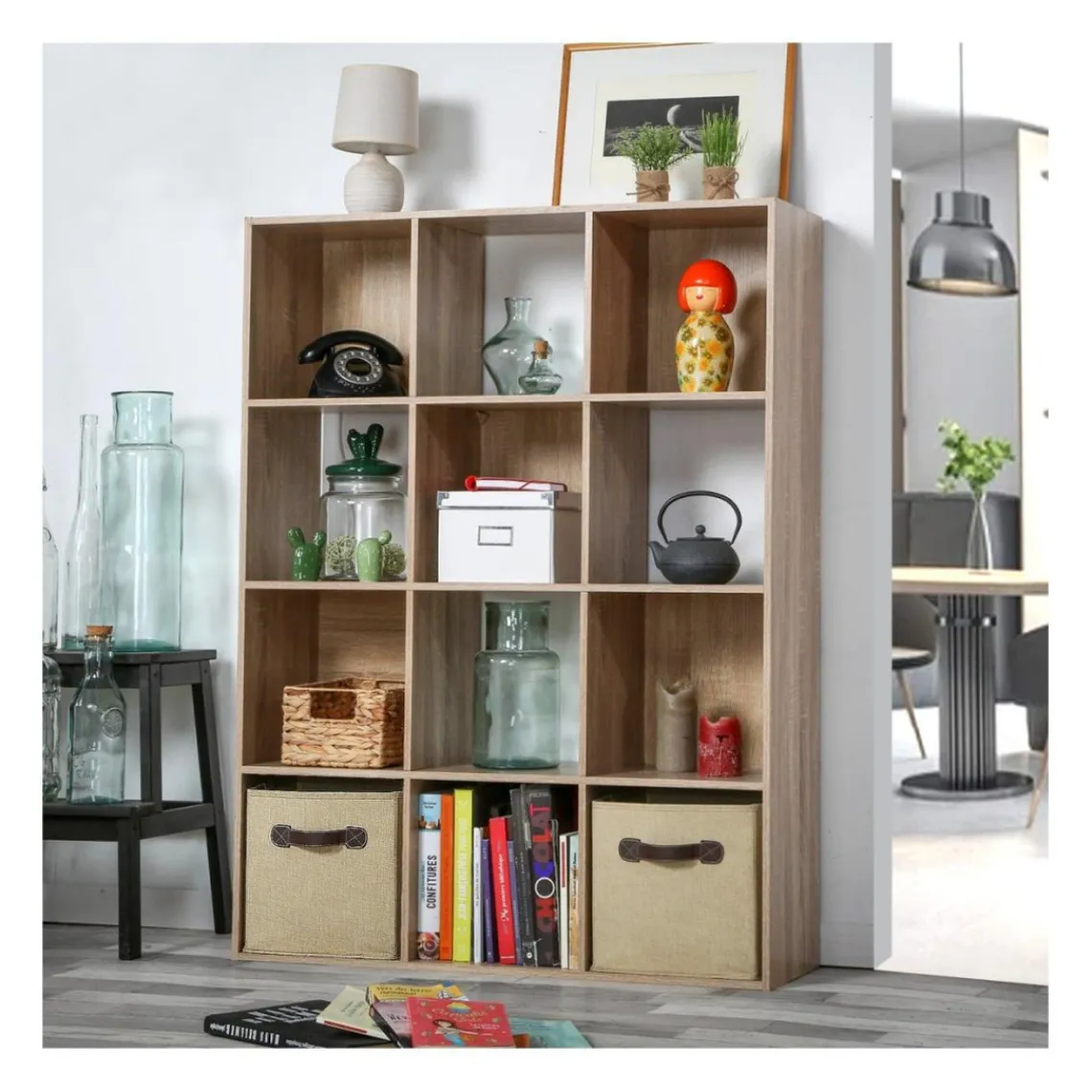 Calicosy Meuble à 12 cases en bois Beige Sale