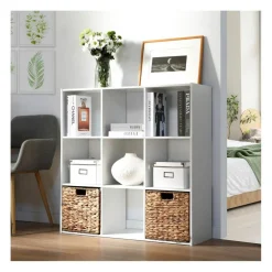 Calicosy Meuble à 9 cases en bois blanc Discount