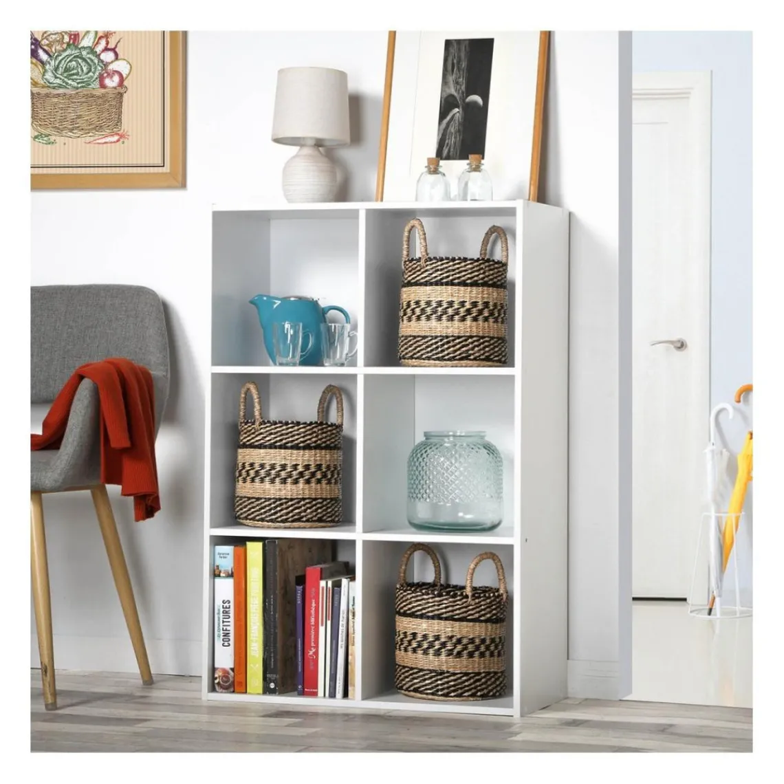 Calicosy Meuble à 6 cases en bois blanc Online