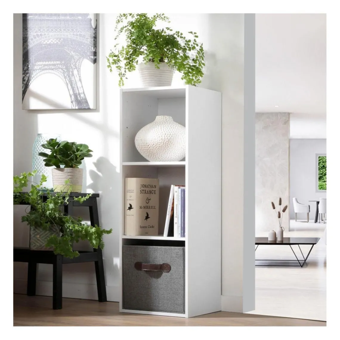 Calicosy Meuble à 3 cases en bois blanc Discount