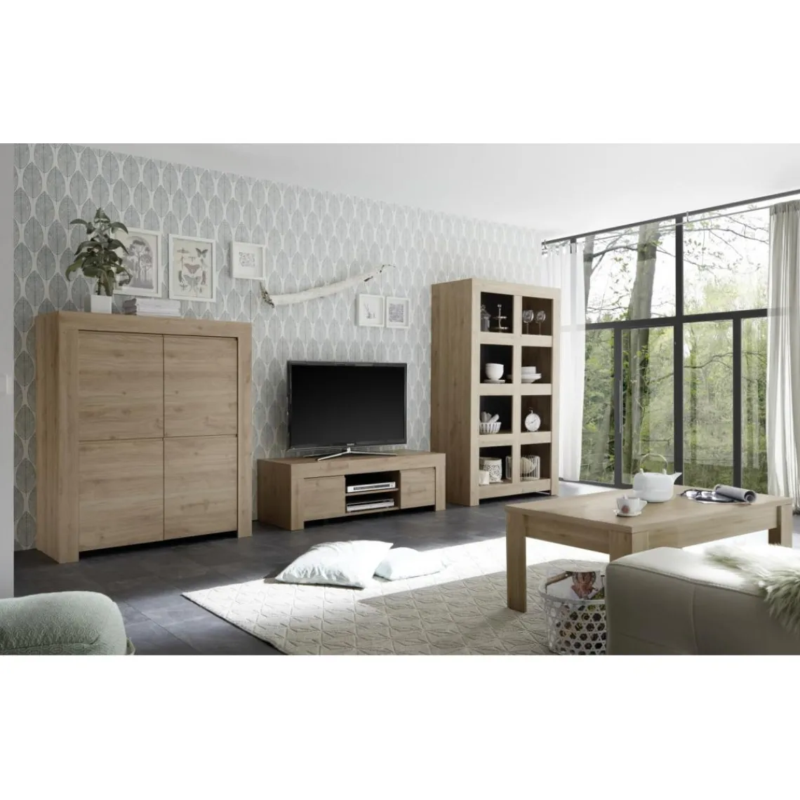 3S. x Home Meuble 4 portes en bois FIRENZE décor chene Best