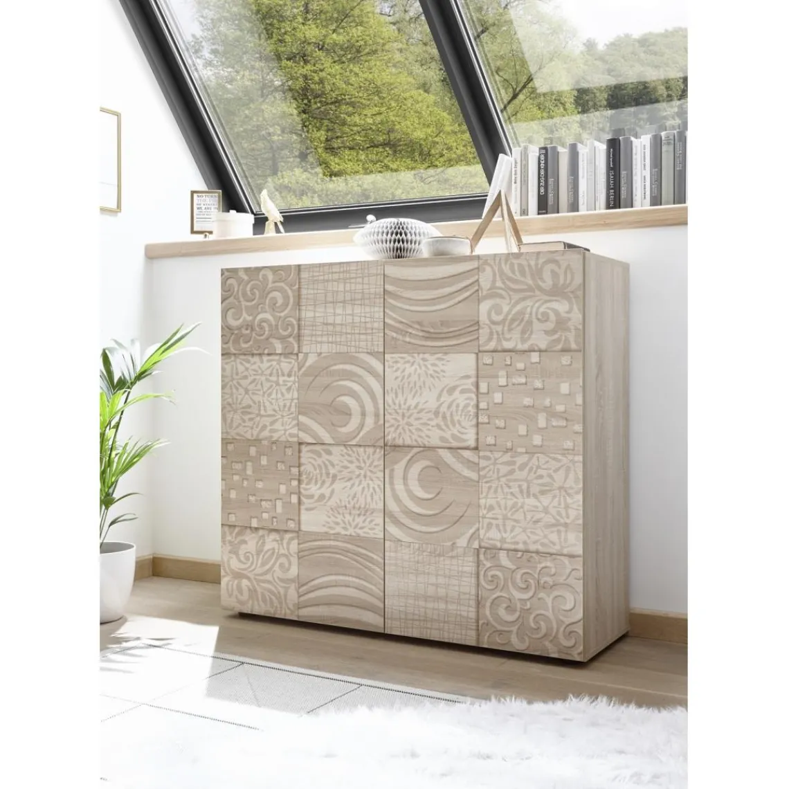 3S. x Home Meuble 2 portes MIRO décor chêne Outlet