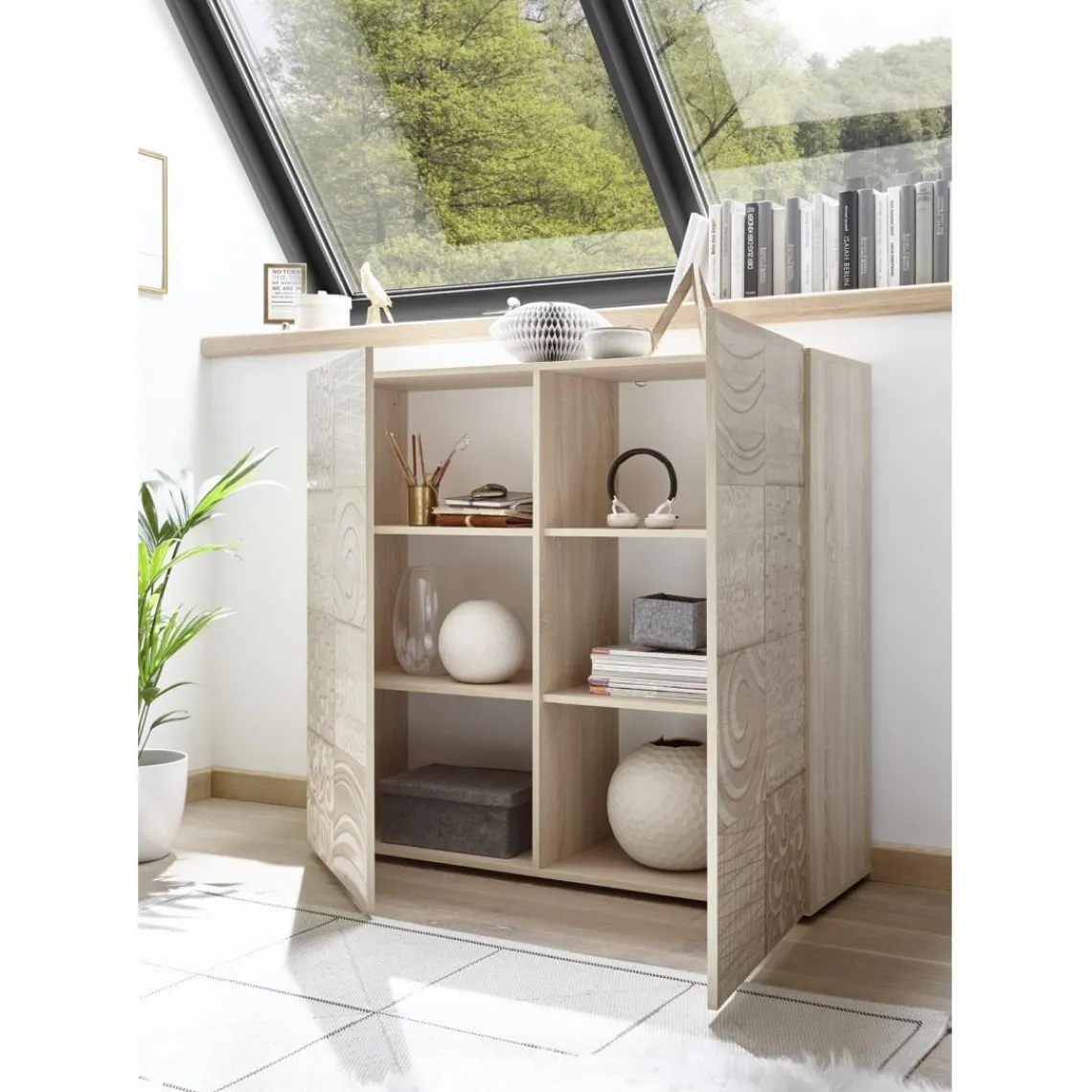 3S. x Home Meuble 2 portes MIRO décor chêne Outlet