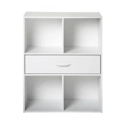 Calicosy Meuble banc à 4 cases avec 1 tiroir en bois Blanc Online