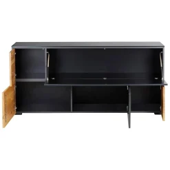 Zago Meuble bas 5 portes chêne naturel et laqué anthracite Beige Clearance