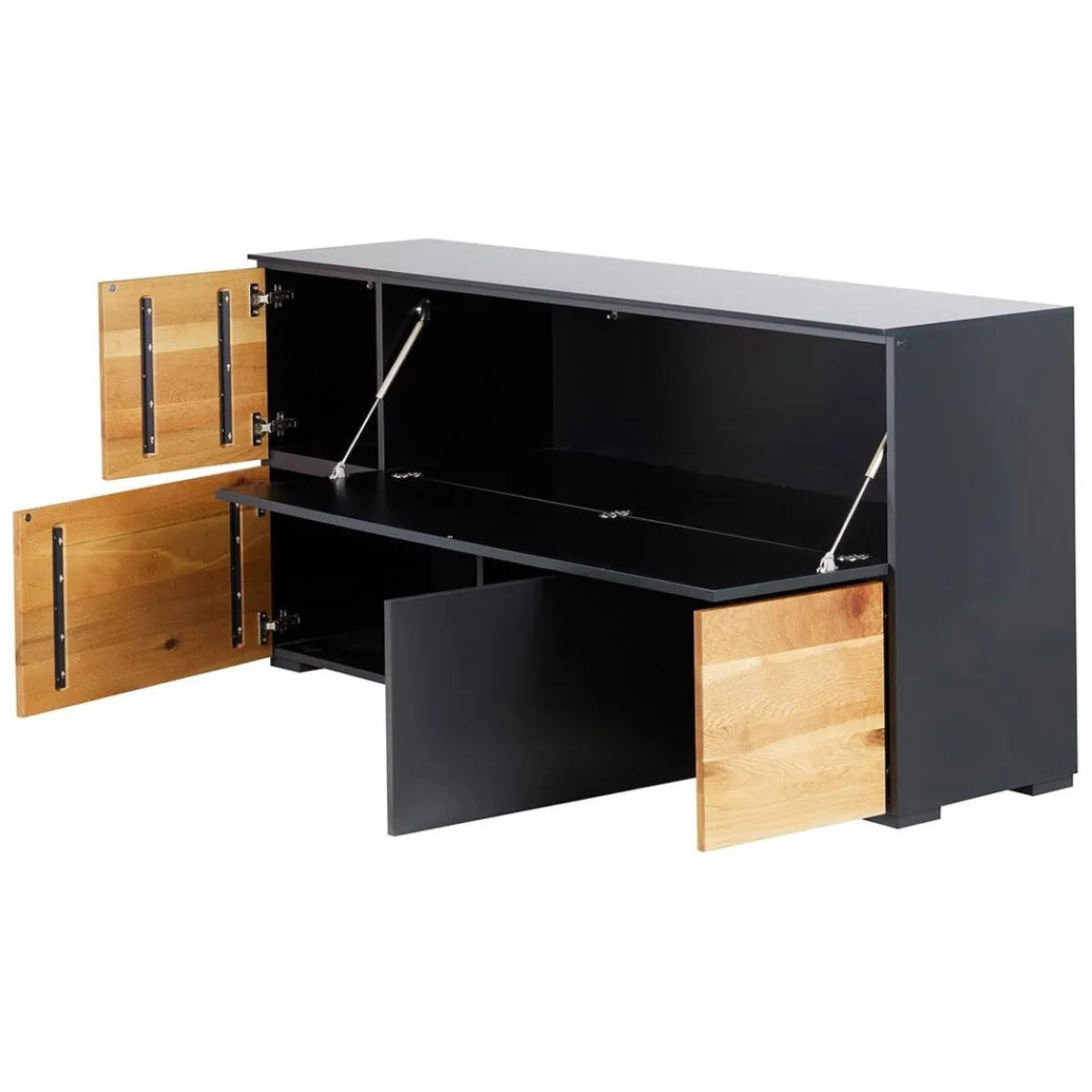 Zago Meuble bas 5 portes chêne naturel et laqué anthracite Beige Clearance