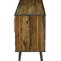 3S. x Home Meuble bas 3 tiroirs, 2 portes en bois Naturel foncé Best