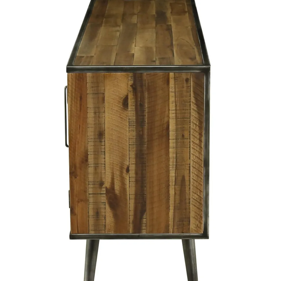 3S. x Home Meuble bas 3 tiroirs, 2 portes en bois Naturel foncé Best