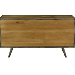 3S. x Home Meuble bas 3 tiroirs, 2 portes en bois Naturel foncé Best