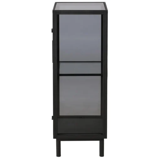 Zago Meuble bas métal noir et verre fumé New