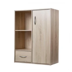 Calicosy Meuble de rangement à 4 cases 1 porte et 1 tiroir Beige Best