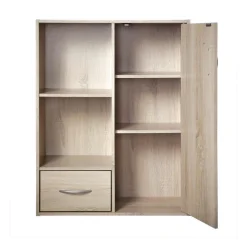 Calicosy Meuble de rangement à 4 cases 1 porte et 1 tiroir Beige Best