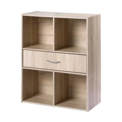 Calicosy Meuble de rangement à 4 cases avec 1 tiroir Beige Discount