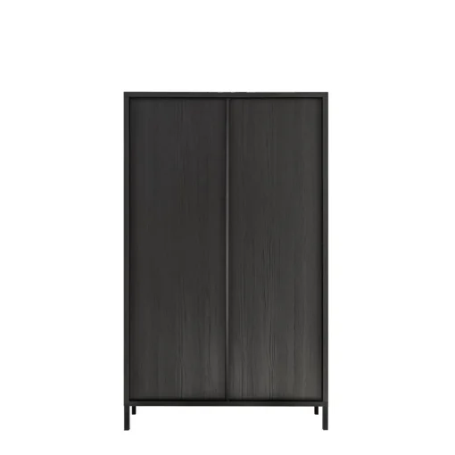 3S. x Home Meuble de rangement 4 portes chene noir Best