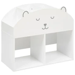 3S. x Home Meuble de rangement ourson 56x30cm en bois blanc