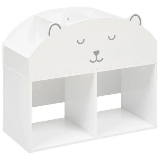 3S. x Home Meuble de rangement ourson 56x30cm en bois blanc