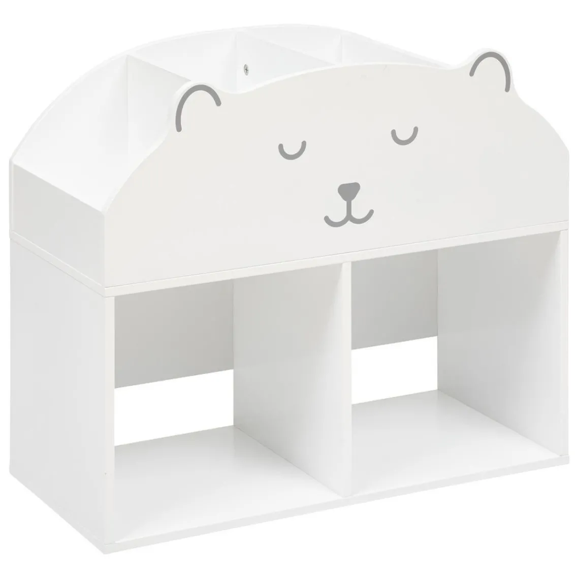 3S. x Home Meuble de rangement ourson 56x30cm en bois blanc
