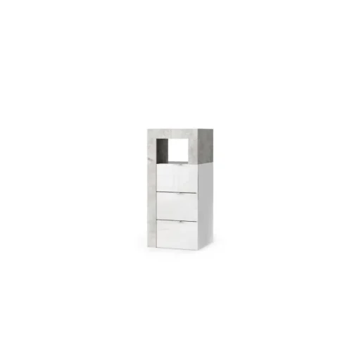3S. x Home Meuble de rangement salle de bain 3 tiroirs effet béton façade blanc L35xH78 cm Best