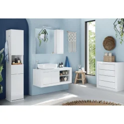 3S. x Home Meuble de rangement salle de bain 4 tiroirs coloris blanc laqué brillant L70xH78 cm Hot
