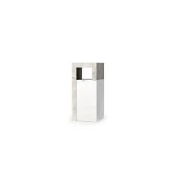 3S. x Home Meuble de rangement salle de bain 1 Porte effet béton façade blanc laqué L35xH78 cm New