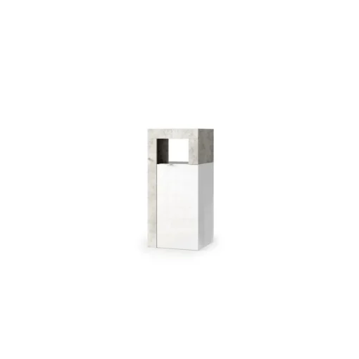 3S. x Home Meuble de rangement salle de bain 1 Porte effet béton façade blanc laqué L35xH78 cm New