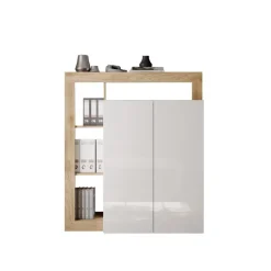 3S. x Home Meuble de rangementavec étagère-bureau 2 portes 2 étagères niches