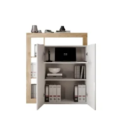 3S. x Home Meuble de rangementavec étagère-bureau 2 portes 2 étagères niches