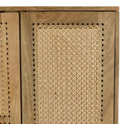 Macabane Meuble haut marron 2 portes bois de manguier cannage naturel ISA Discount