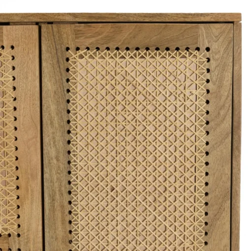 Macabane Meuble haut marron 2 portes bois de manguier cannage naturel ISA Discount