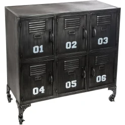 3S. x Home Meuble métal 6 portes Sevin Noir Clearance