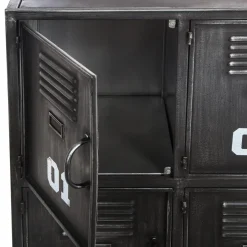 3S. x Home Meuble métal 6 portes Sevin Noir Clearance