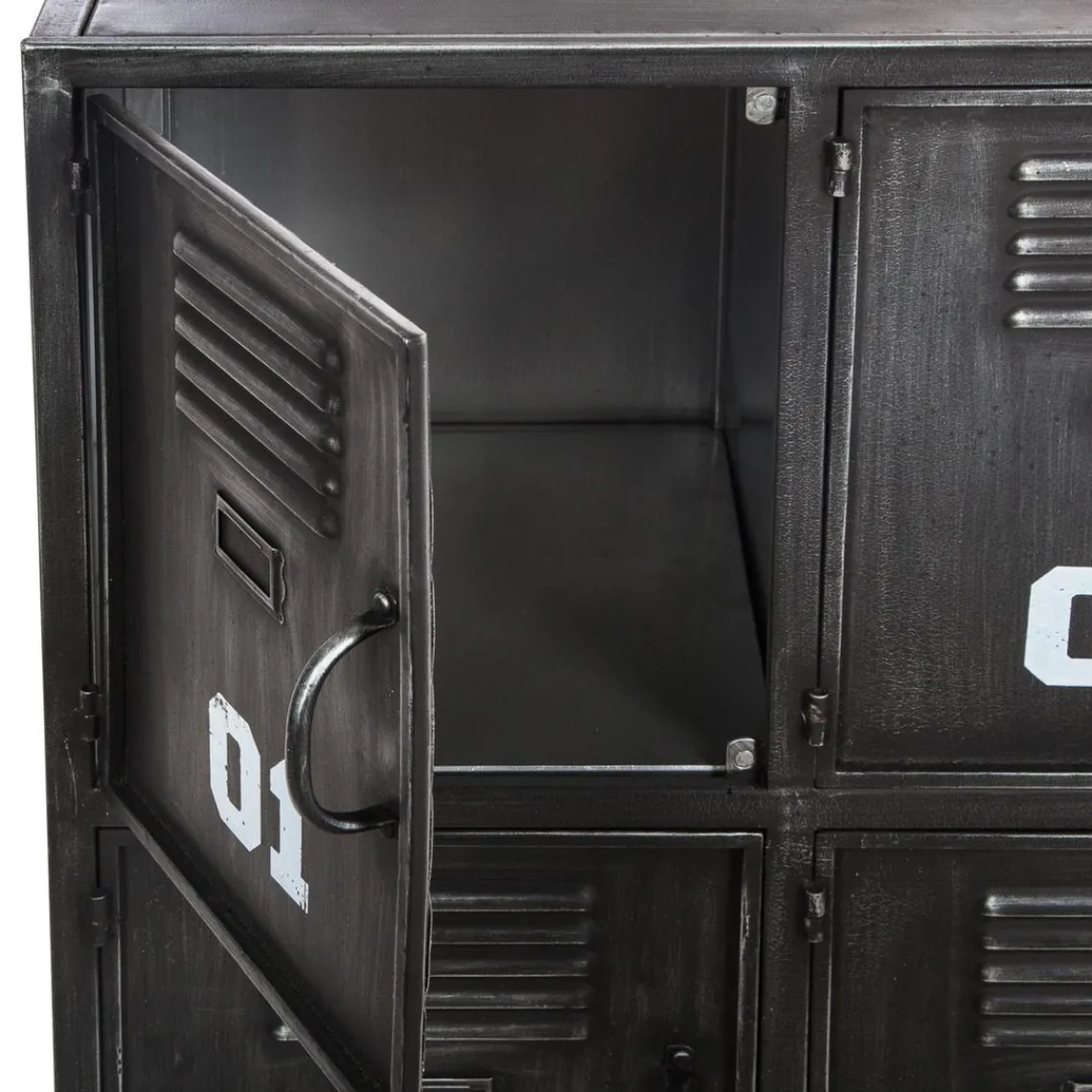 3S. x Home Meuble métal 6 portes Sevin Noir Clearance