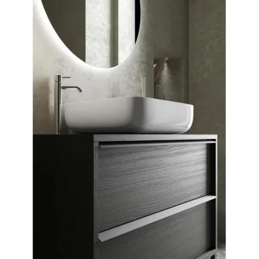 3S. x Home Meuble salle de bain sur pieds coloris Frêne Noir Sale