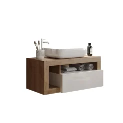 3S. x Home Meuble salle de bain suspendu Ancona laqué brillant Discount