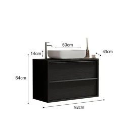 3S. x Home Meuble salle de bain suspendu 2 tiroirs vasque à poser en céramique Best