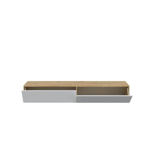 Calicosy Meuble suspendu 2 abattants et 2 niches de rangement en bois Blanc Fabrication Espagne New