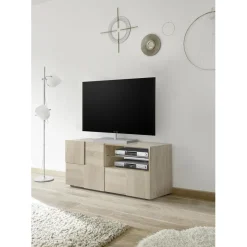 3S. x Home Meuble TV 1 porte et 1 tiroir DAMA décor chêne samoa Sale