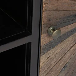 3S. x Home Meuble TV 2 portes en bois recyclé ORIGINS noir