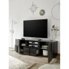 3S. x Home Meuble TV 2 portes et 1 tiroir DAMA laqué anthracite brillant Hot