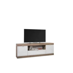 3S. x Home Meuble TV 2 portes et 1 tiroir chene cadiz New