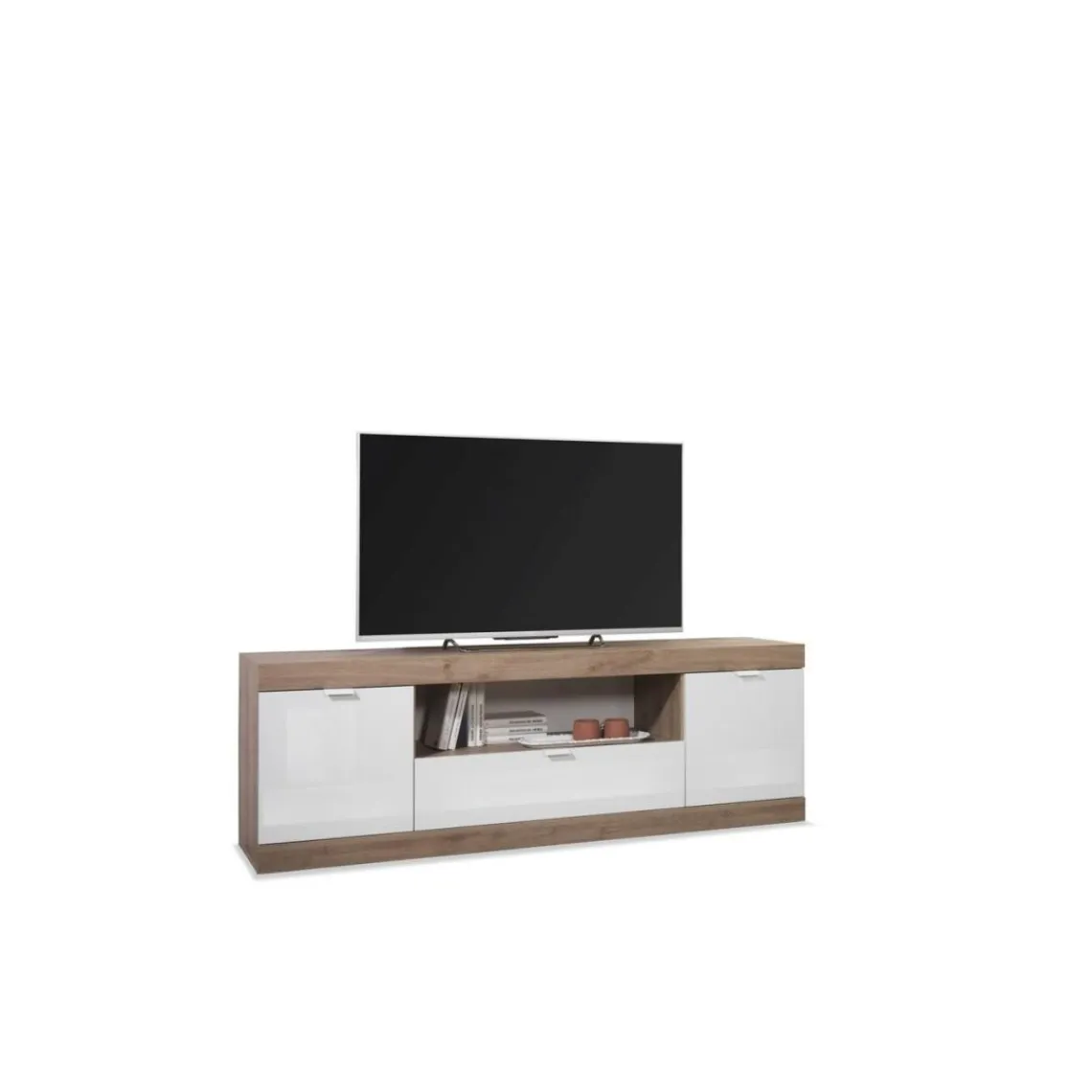 3S. x Home Meuble TV 2 portes et 1 tiroir chene cadiz New