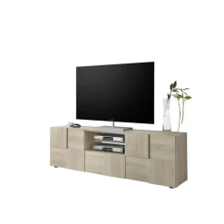 3S. x Home Meuble TV 2 portes et 1 tiroir DAMA décor chêne samoa