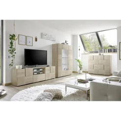 3S. x Home Meuble TV 2 portes et 1 tiroir DAMA décor chêne samoa