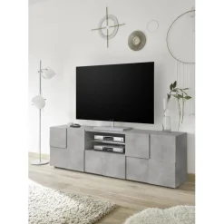 3S. x Home Meuble TV 2 portes et 1 tiroir DAMA décor beton Online
