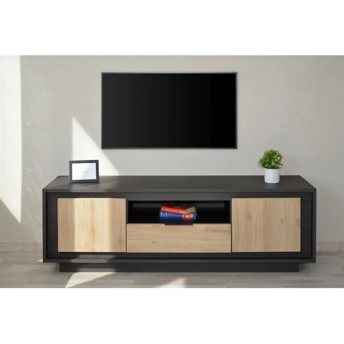 3S. x Home Meuble TV 2 portes et 1 tiroir Lava Clearance