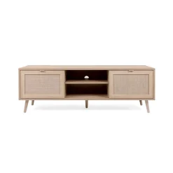 Calicosy Meuble TV 2 portes Impression Rotin BALI Beige New